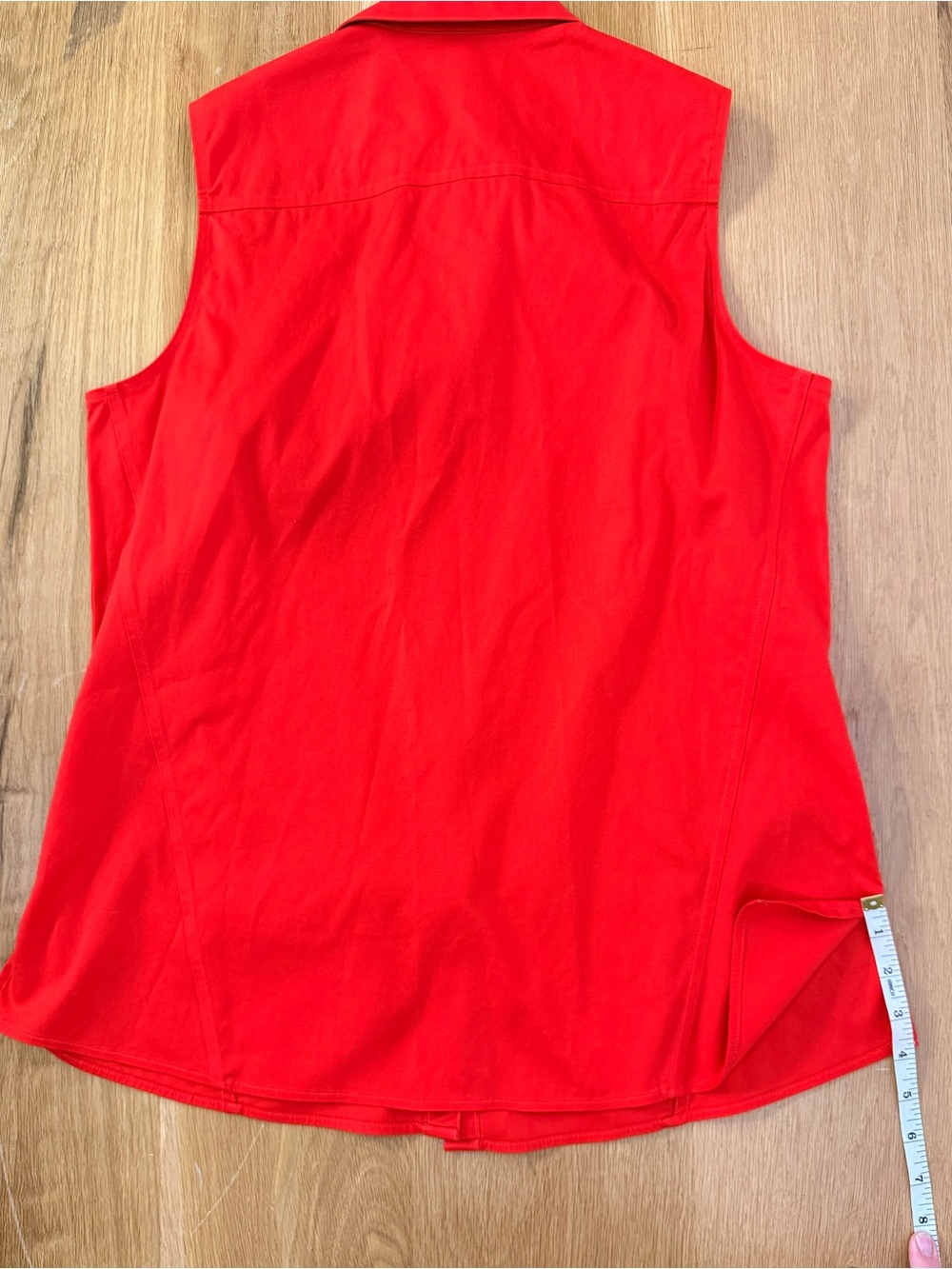 Foxcroft Non Iron Stretch tomato Red Sleeveless Button Down Shirt Womens Size 10 - Picture 5 of 11